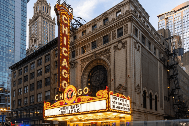 street view of the chicago theatre